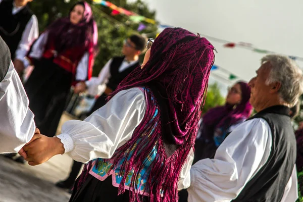 Sardinsk Grupp Dans Med Typiska Kläder Och Folklore — Stockfoto