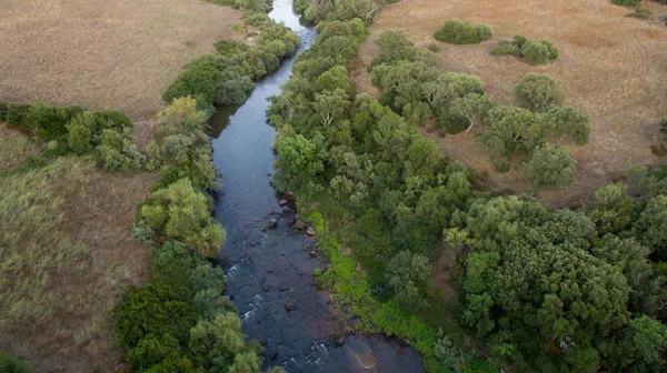 Curve River Canyon Sunset Seen Drone — Stock Photo, Image