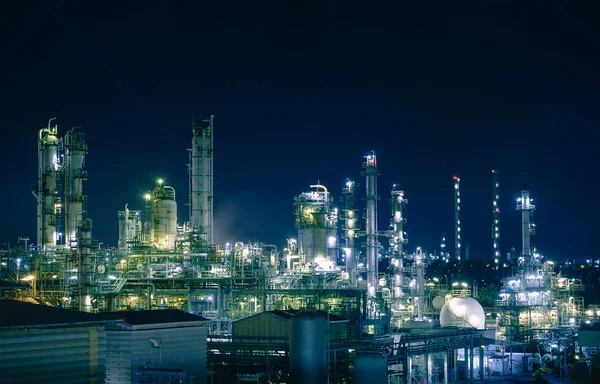 Iluminação Glitter Planta Petroquímica Com Noite Fabricação Planta Industrial Petróleo — Fotografia de Stock