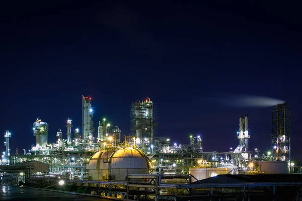 Iluminação Glitter Planta Petroquímica Noite Fabricação Planta Industrial Petróleo Com — Fotografia de Stock