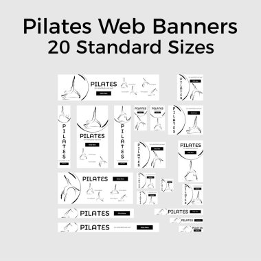 Set pilates web afiş vektör