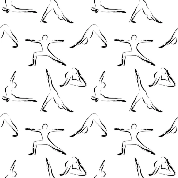 Poses Yoga Motif Vectoriel Sans Couture — Image vectorielle