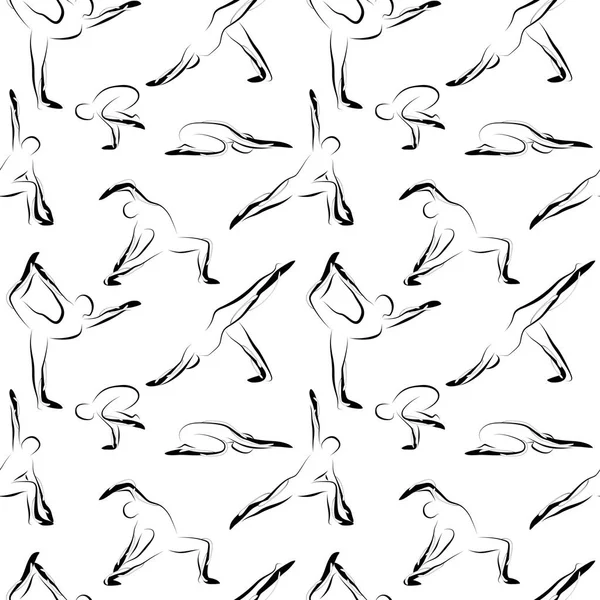 Poses Yoga Motif Vectoriel Sans Couture — Image vectorielle