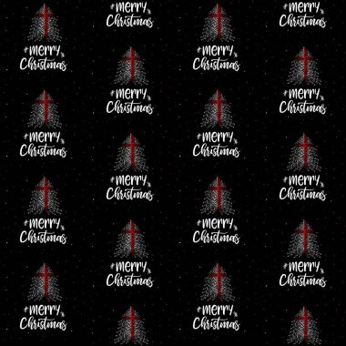 Merry Christmas ve İngiltere ile Noel ağacı sorunsuz vektör desen bayrak