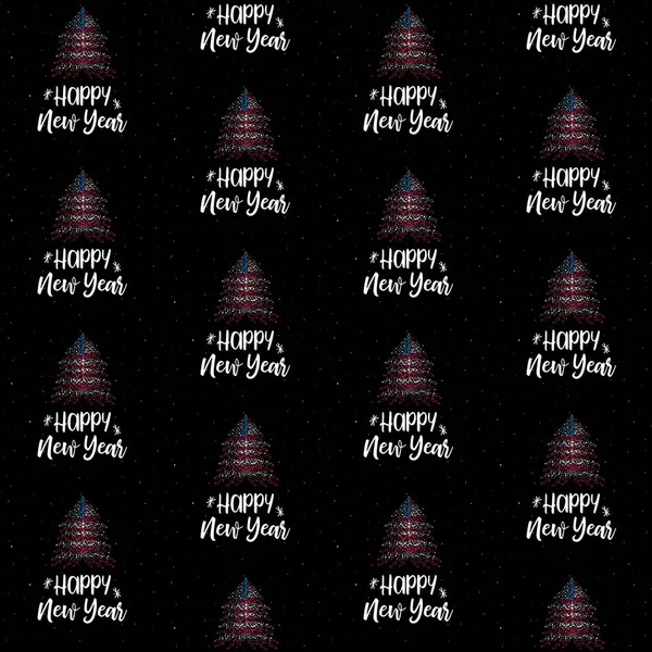 Bonne Année Arbre Noël Avec Drapeau Américain Motif Vectoriel Sans — Image vectorielle