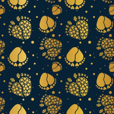 Bebek Ayakları ve Kalp Şekli Dikişsiz Vektör Deseni