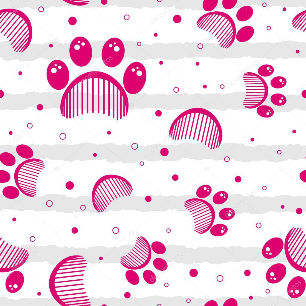 Paw print seamless vector pattern