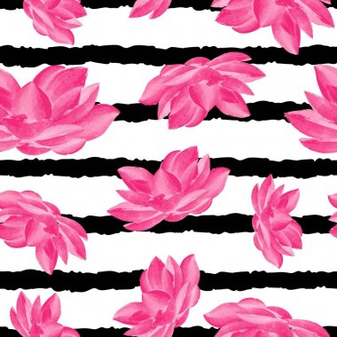 Lotus çiçek dikişsiz vektör desen arka plan