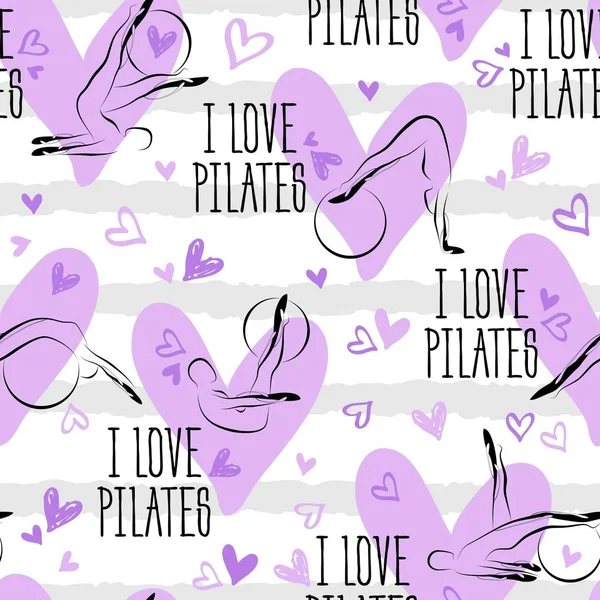 Pilates Pozlar ve Kalp Dikişsiz Vektör Pattern.Ideal tebrik kartları, duvar dekor, tekstil tasarımı ve çok daha fazlası için.