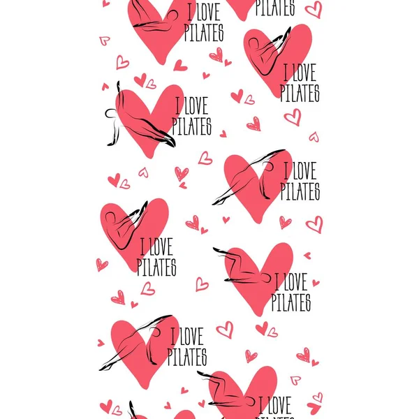 Pilates Pozlar Dikişsiz Vektör Desen Sınır