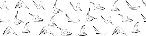 Pilates Pozlar Dikişsiz Vektör Desen Sınır