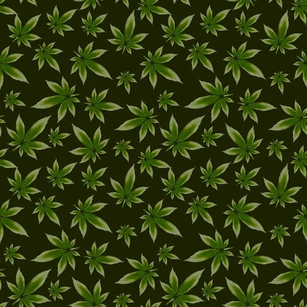 Modèle Vectoriel Sans Couture Feuille Cannabis — Image vectorielle