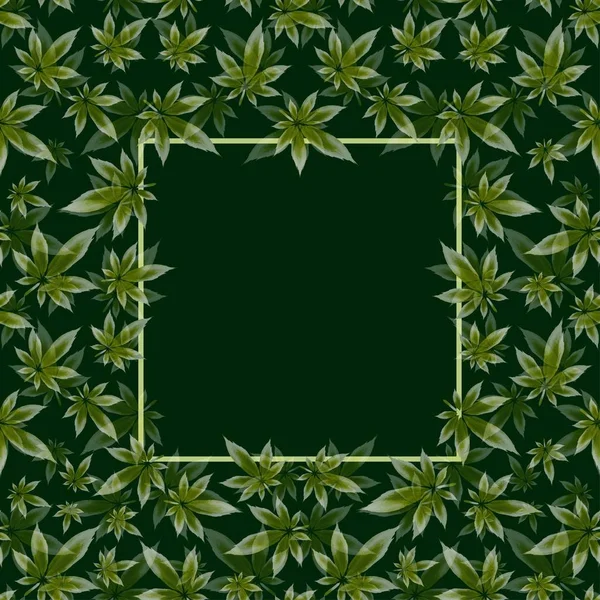 Cannabis Leaf Frame Vector Pattern Background — Stock vektor