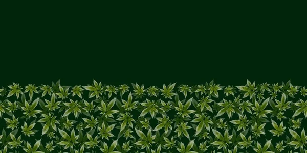 Cannabis Leaf Seamless Vector Pattern Border — Stock vektor