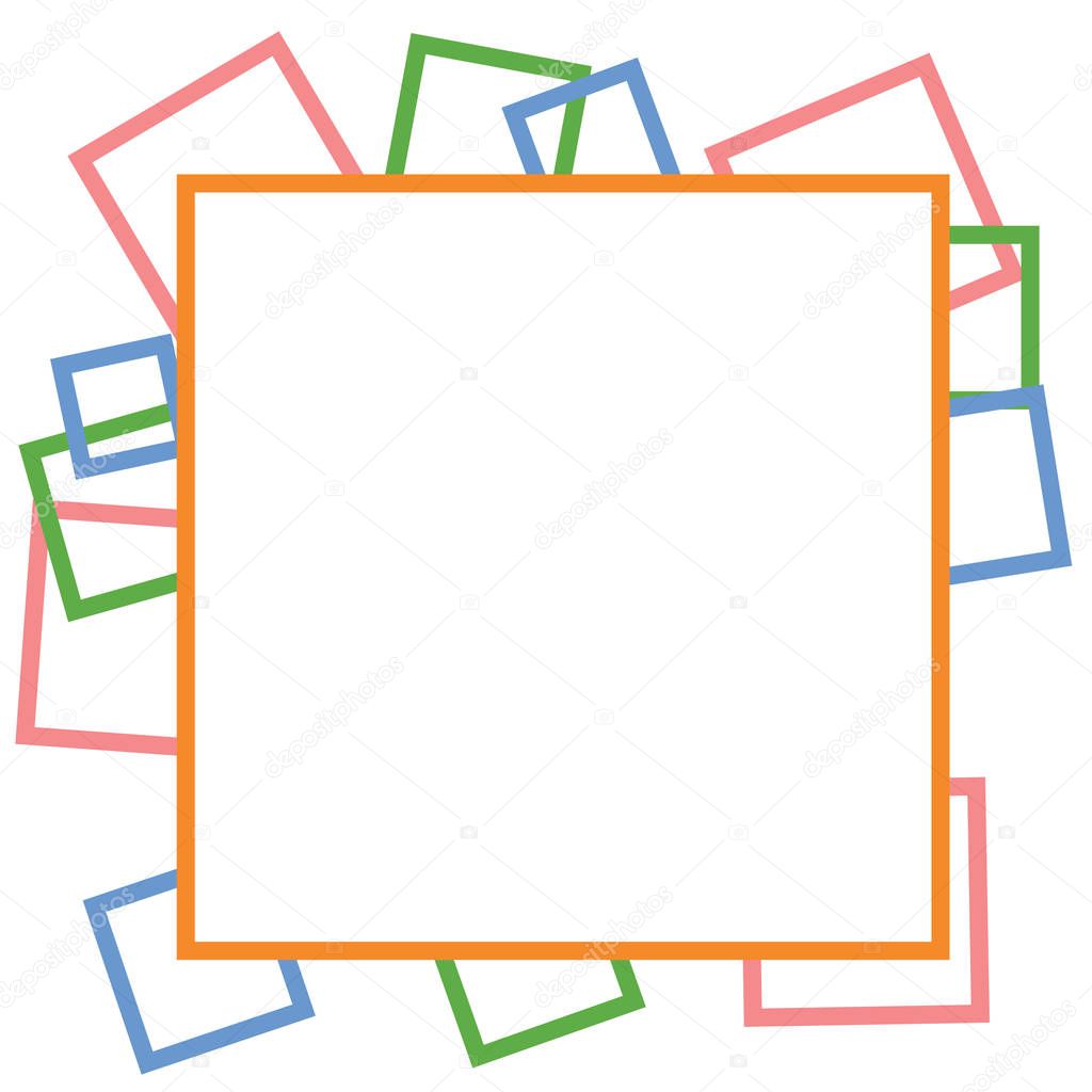 Cute colorful square frame isolated on white background for web design, abstract, wall, presentation, vector illustration Eps 10.