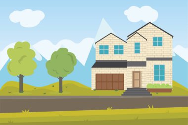 Ev ve modern emlak şirketi için ev şablonu bu bina ev, ev, mimari, tasarım, kurumsal marka kimlik - vektör illüstrasyon Eps 10.