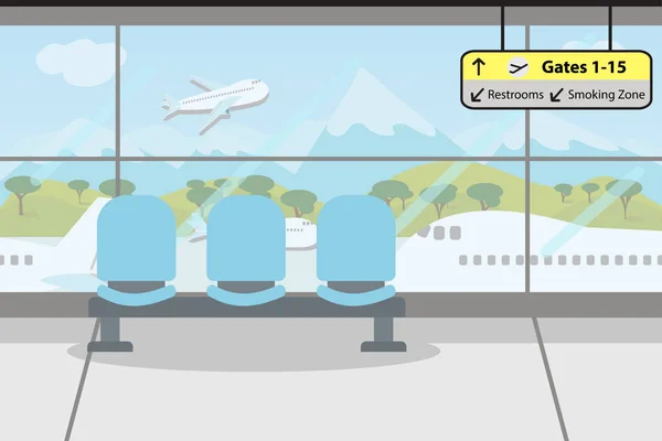 享受您的假日旅行环游世界在机场航站楼 矢量插图 — 图库矢量图片