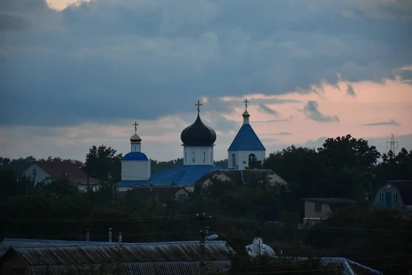 Kilisede Günbatımı Manzaralı Görünüm — Stok fotoğraf