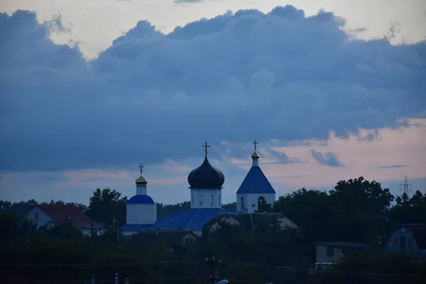 Kirche Bei Sonnenuntergang Malerische Aussicht — Stockfoto