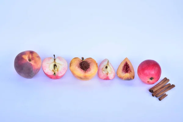 Apples Peaches Cinnamon — Stock Photo, Image