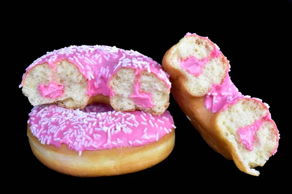 doughnuts with pink glaze close up