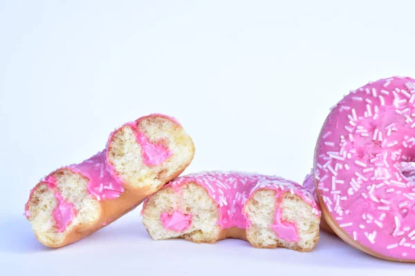 Donuts Mit Rosa Glasur Nahaufnahme — Stockfoto