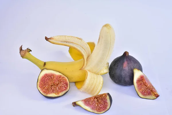 Banan Och Fikon Närbild — Stockfoto