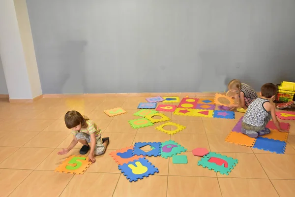 Child Plays Kindergarten Playground — Stock Photo, Image