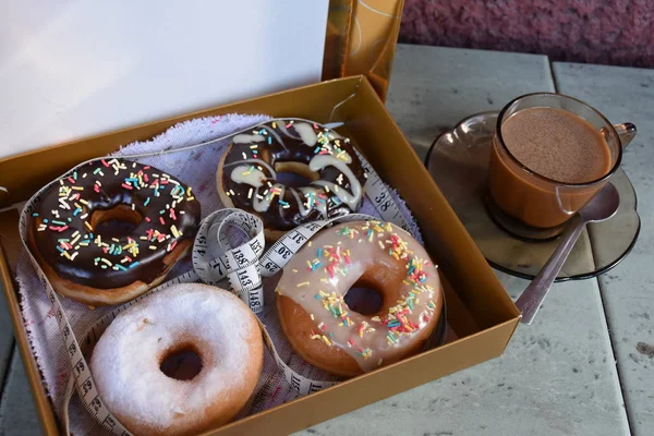 Donuts Box Aus Nächster Nähe — Stockfoto