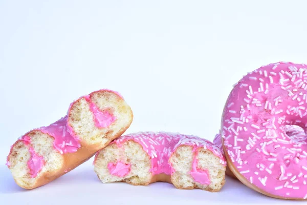 Donuts Mit Rosa Glasur Nahaufnahme — Stockfoto