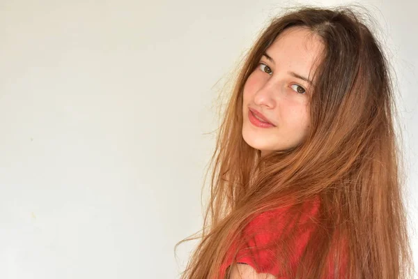 Brunette Girl Close Portrait — Stock Photo, Image