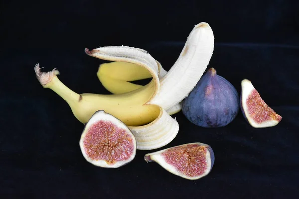 Banan Och Fikon Närbild — Stockfoto