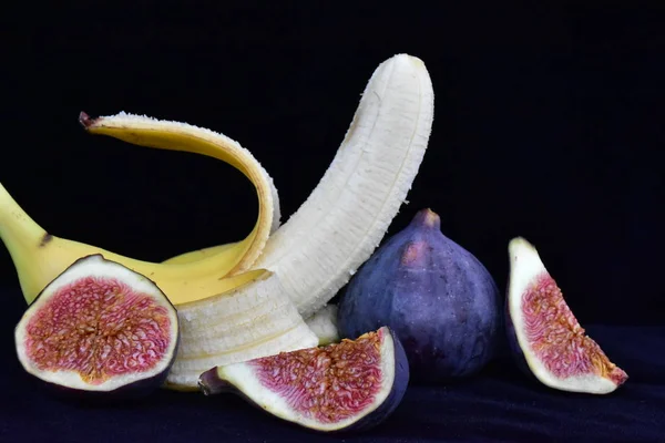 Banan Och Fikon Närbild — Stockfoto