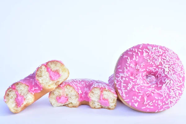 Donuts Mit Rosa Glasur Nahaufnahme — Stockfoto