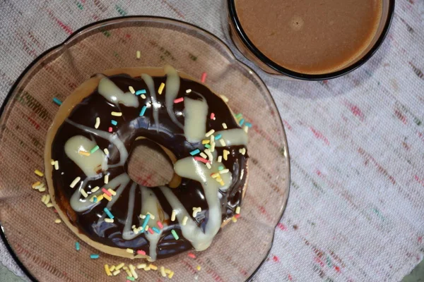 Пончик Кава Крупним Планом — стокове фото
