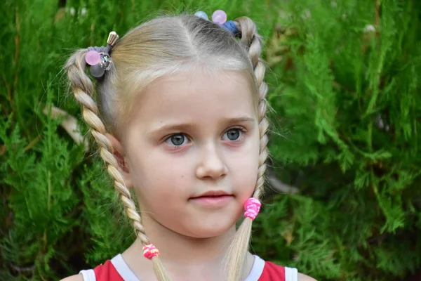 Close Portrait Cute Little Girl — Stock Photo, Image