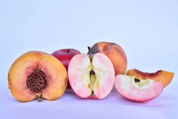 Peaches Apples Close — Stock Photo, Image