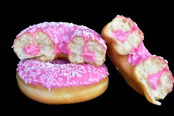 doughnuts with pink glaze close up