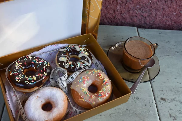 Donuts Box Aus Nächster Nähe — Stockfoto