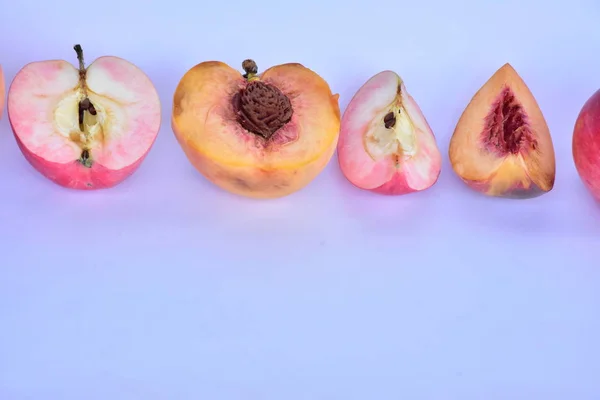 Apples Peaches Close — Stock Photo, Image