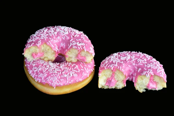 Donuts Com Esmalte Rosa Perto — Fotografia de Stock