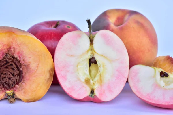Peaches Apples Close — Stock Photo, Image