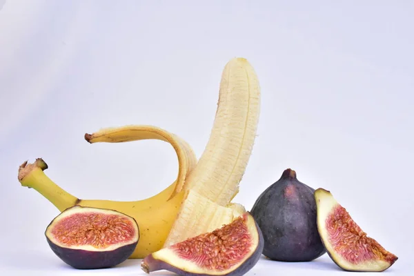 Banan Och Fikon Närbild — Stockfoto