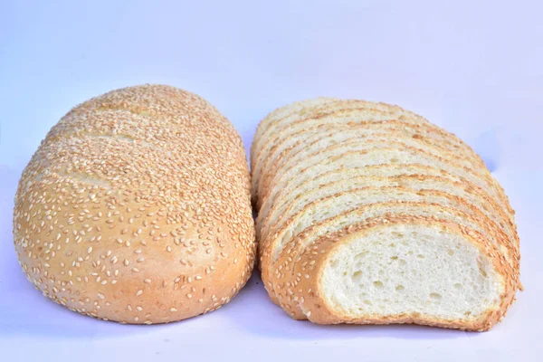 White Bread Sesame Seeds — Stock Photo, Image