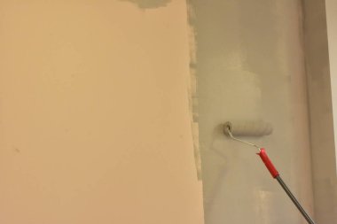 bir rulo ile duvar boya