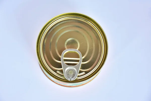 Food Tin Can Top View Isolated Clipping Path Included — Stock Photo, Image