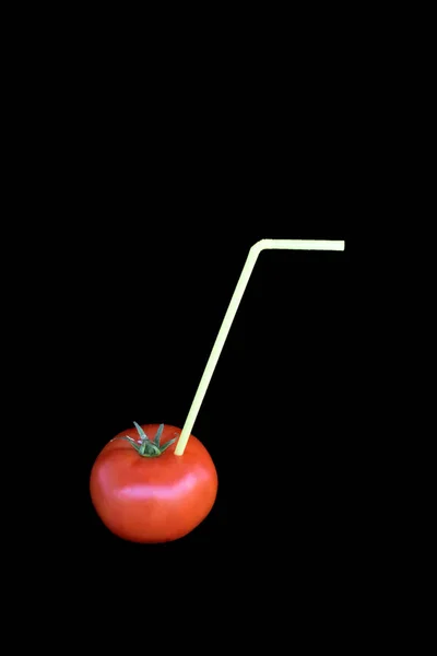 Tomatoes Straw Tomato Juice Concept — Stock Photo, Image