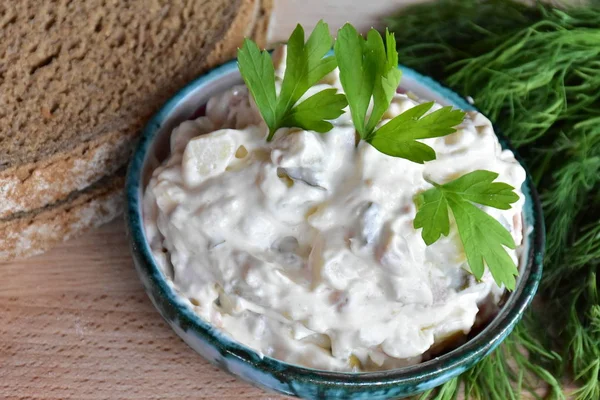 Traditioneller Russischer Salat Aus Nächster Nähe — Stockfoto