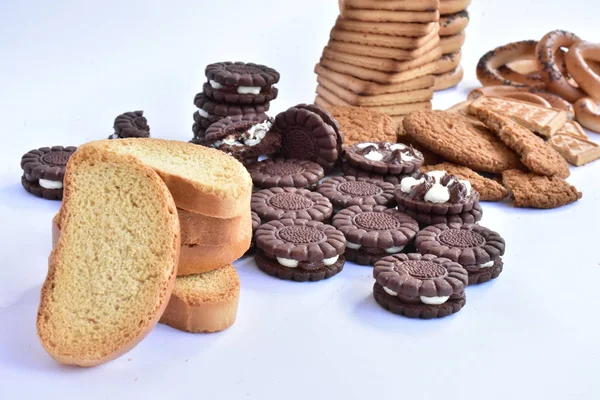 Leckere Kekse Auf Weißem Hintergrund — Stockfoto