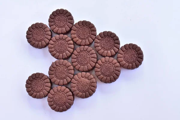 Runda Choklad Cookies Närbild — Stockfoto